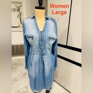 Light Blue Denim Dress with Zipper